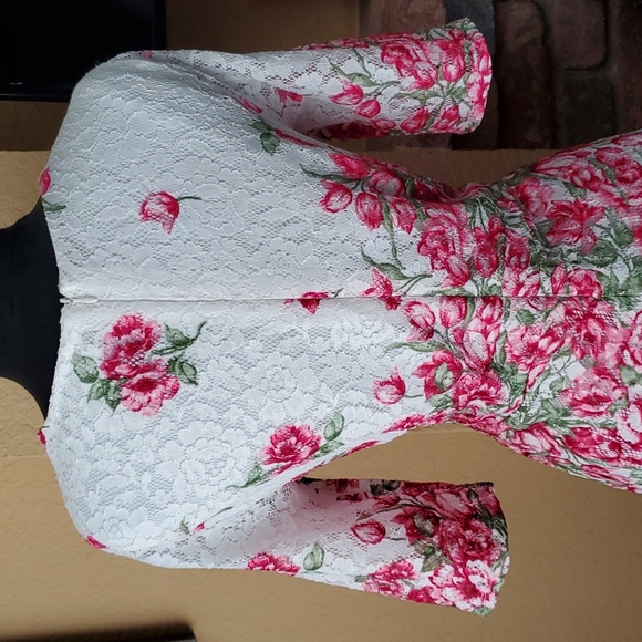 🆕️ Charter Club White Floral Lace Overlay Fit & Flare Dress SIZE: S - Picture 6 of 13